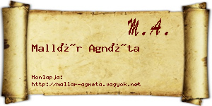 Mallár Agnéta névjegykártya